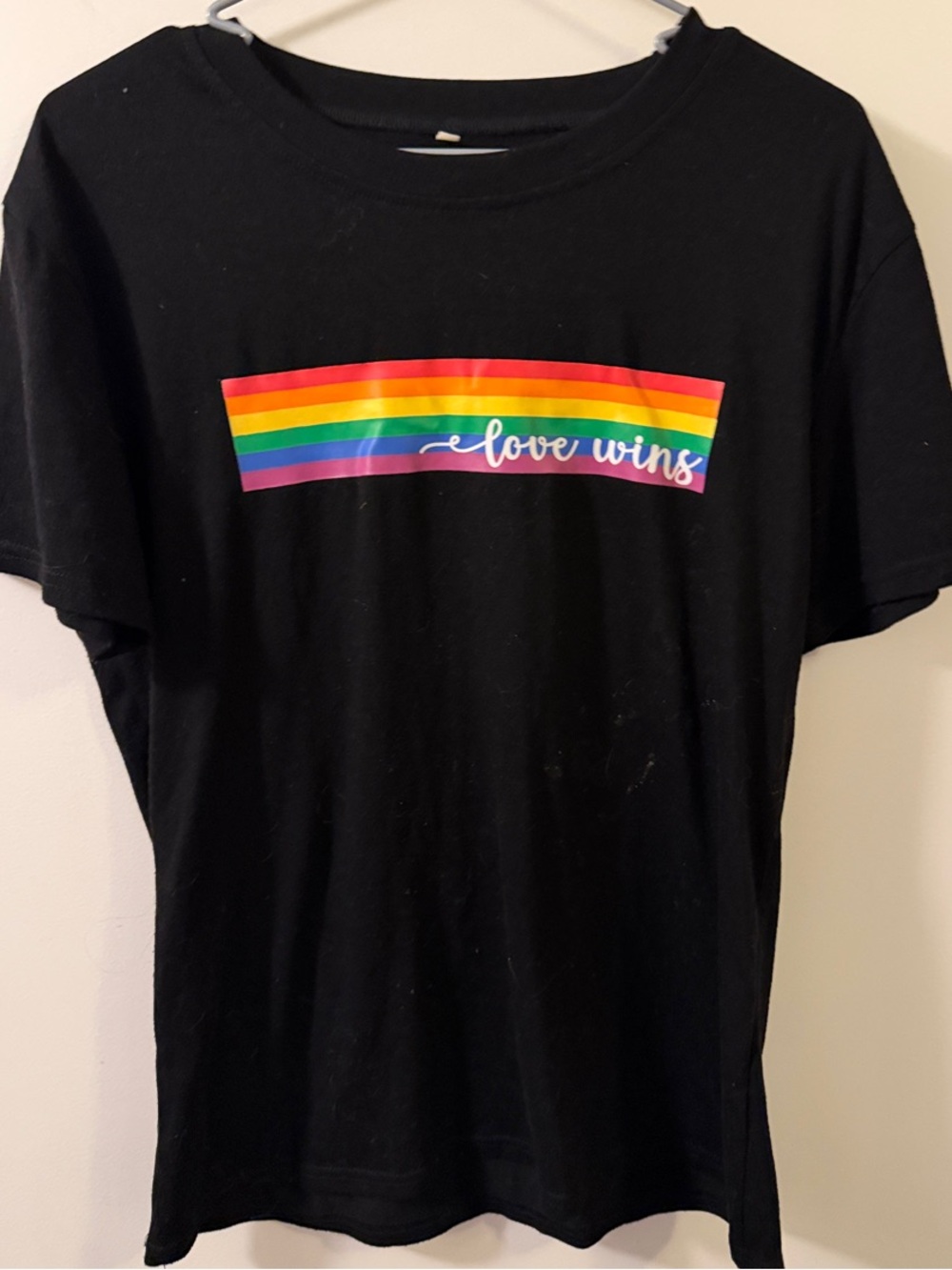 Love Wins Rainbow Graphic Short Sleeve Tee - Black